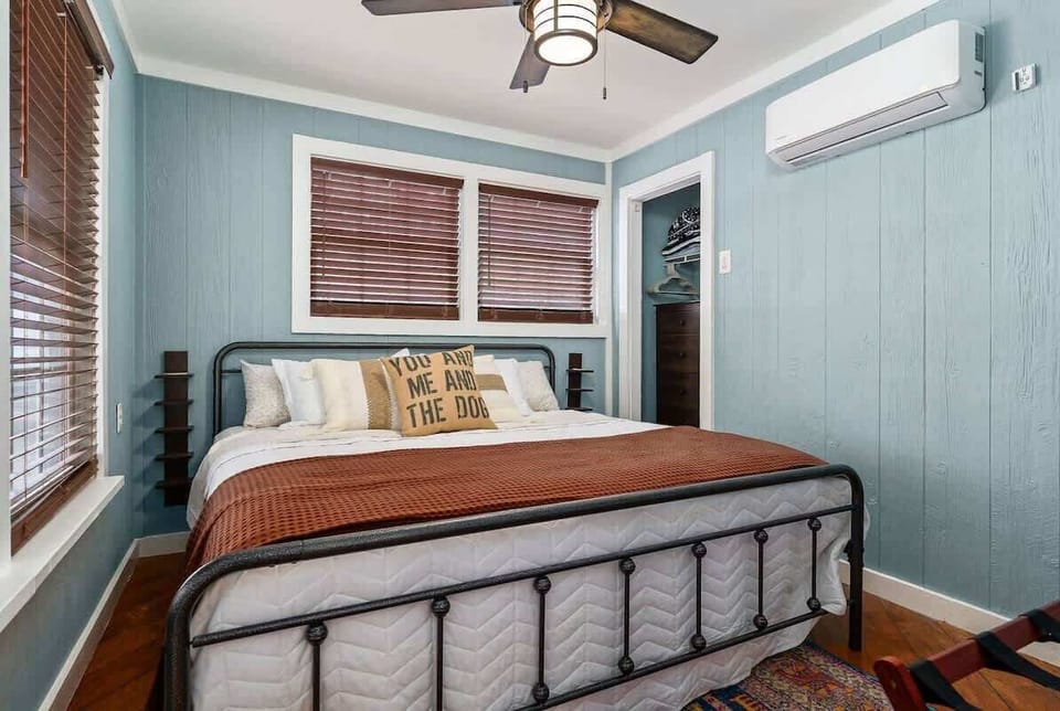 Rest easy in this comfortable king sized bed after a full day of lake adventures.