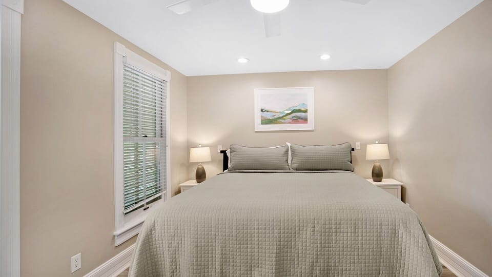 Featuring a king size bed...