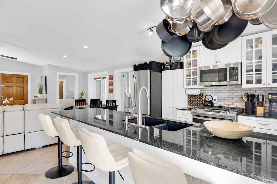 Kitchen island with sink and seating!