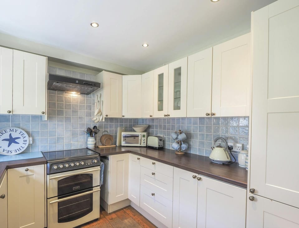 Kitchen, cooker, units, microwave, toaster, kettle