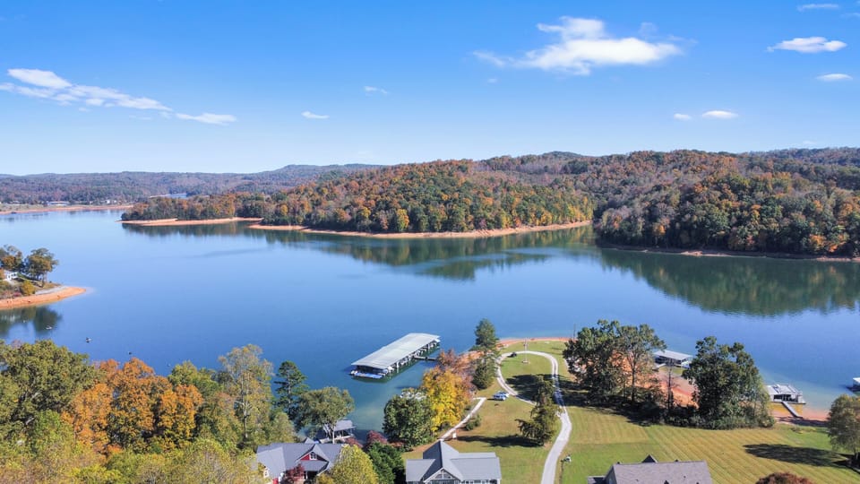 View from deck overlooking "The Point" and boat slip