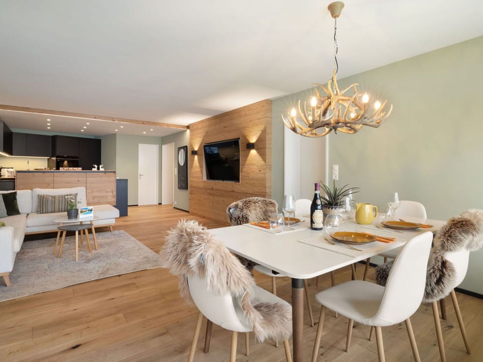 Furniture, Interior Design, Flooring, Wood, Floor, Ceiling, Light Fixture, Chair, Kitchen & Dining Room Table, Dining Room