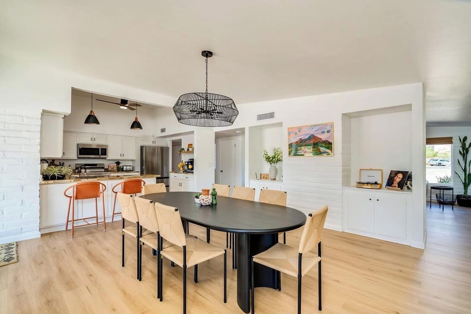 Dining room conveniently located next to kitchen and around the corner from the living room.