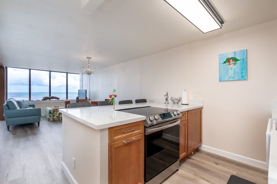 Kitchen Area with Massive Peninsula Countertop