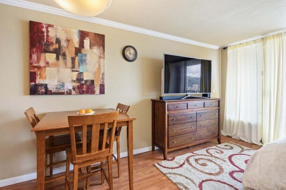 Dining area and entertainment center