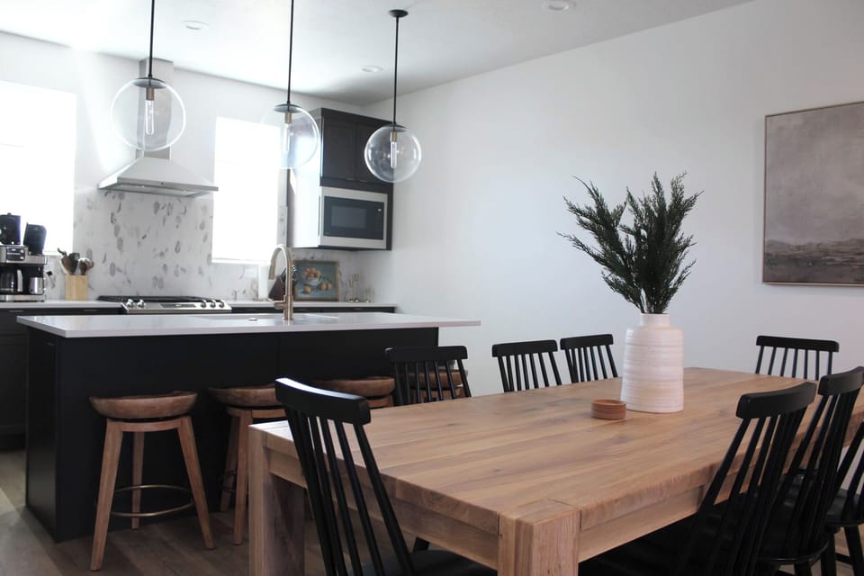 Dinning area with island seating 12 can all eat together.