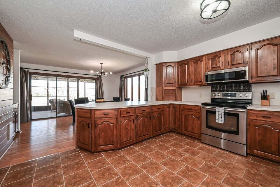Cook up a storm with stainless steel appliances and ample counter space.