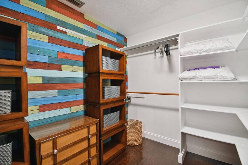 Spacious walkable closet in the master bedroom