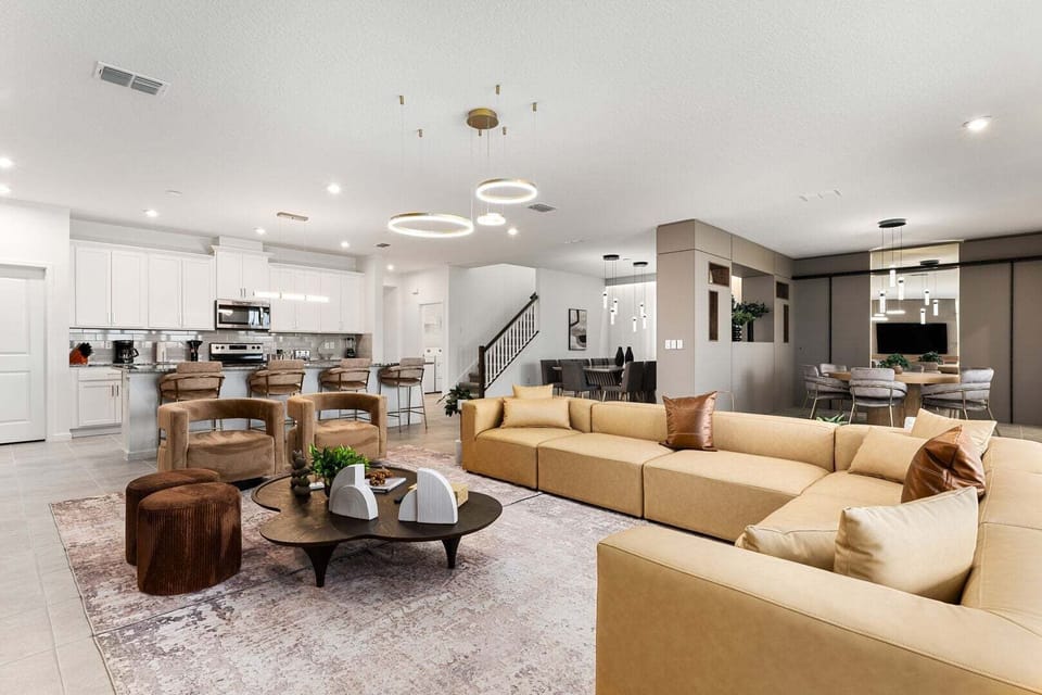 The house's open-concept layout is perfect for large groups and families.