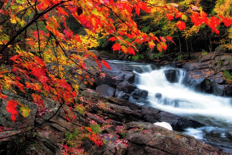 The area has numerous waterfalls and the fall colors are spectacular.