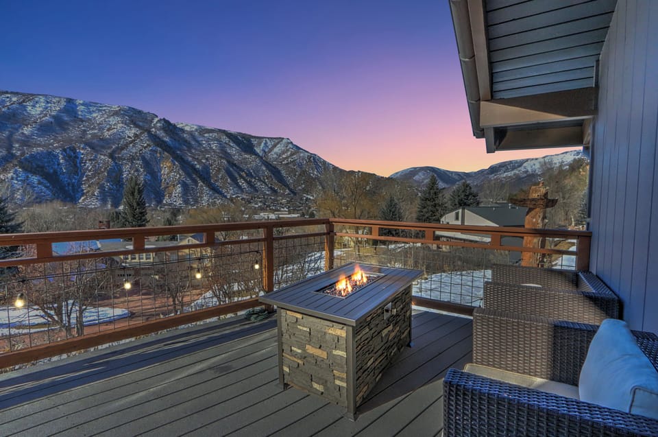 Enjoy sunset views while cozy-ing up next to the firepit
