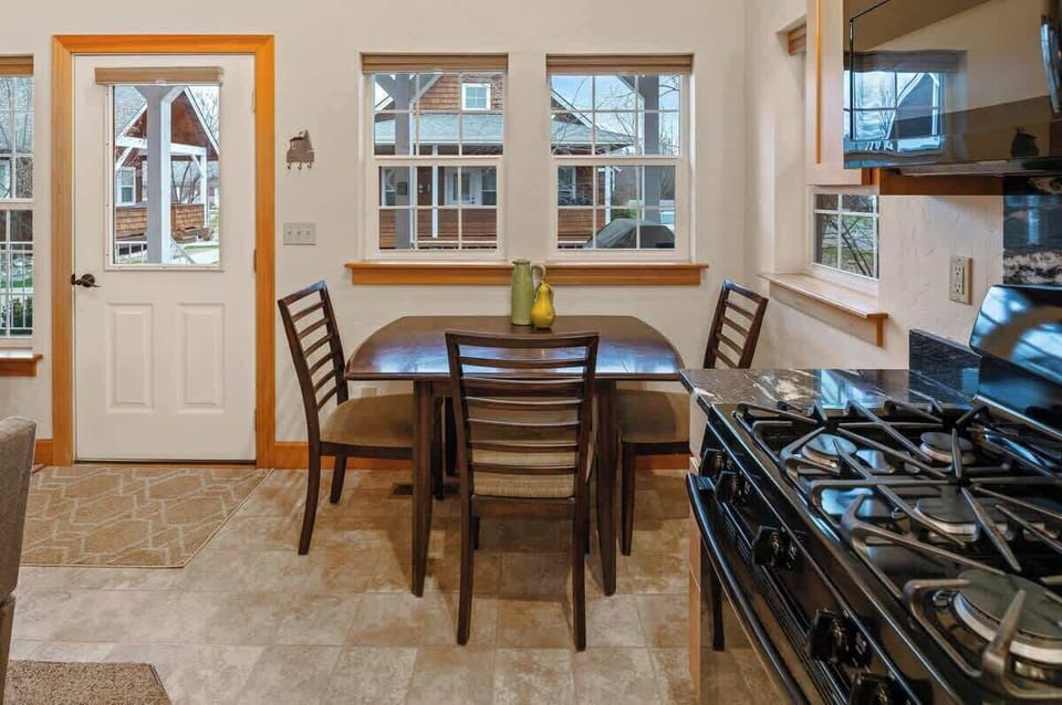 Stay in and cook a meal while gathering around the dining room for a family dinner 