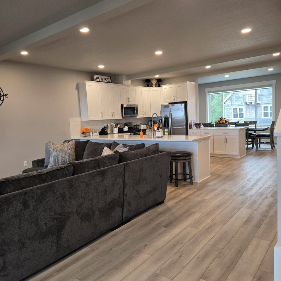 2nd Floor Main Living.
 Dining Area, Kitchen, Living Room, Bathroom,  Deck-view.