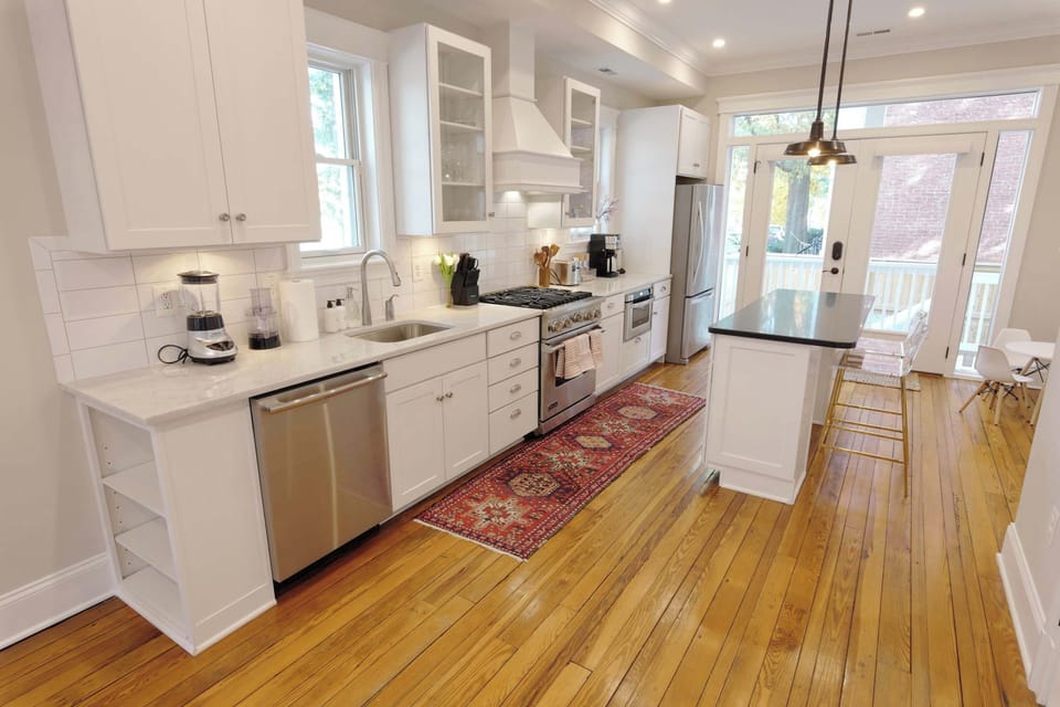 Equipped with all the essentials such as coffee, tea, pots, pans and cooking utensils!