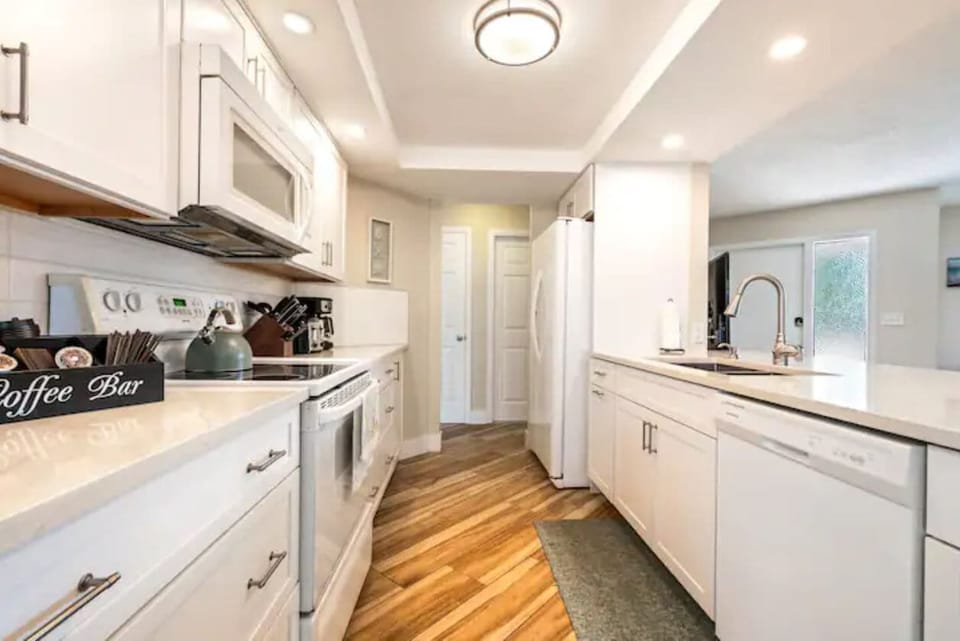 Fully equipped kitchen is designed for both convenience and style
