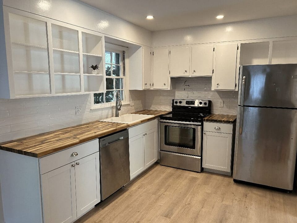 Remodeled kitchen with stainless steel appliances
