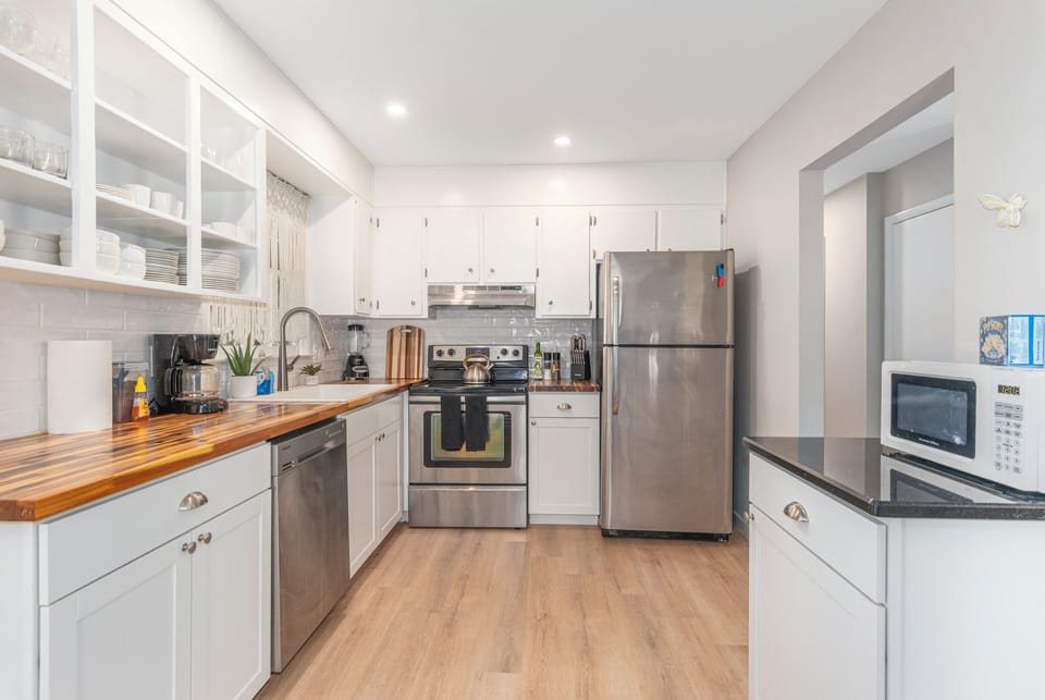 Fully remodeled kitchen with stainless steel appliances