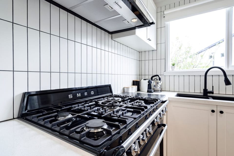 Gas cooking in a modern kitchen