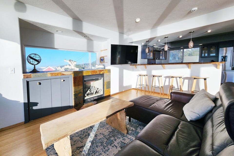 Comfortable sofa and seating in the open floor plan.