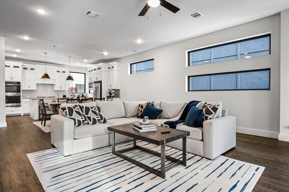 Open kitchen with large kitchen island
