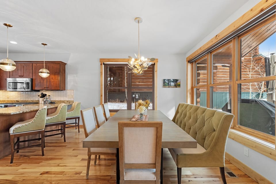 Dining table with seating for 8.