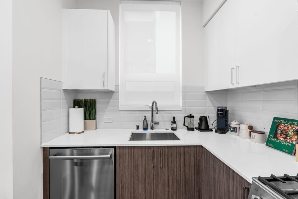 Full sized dishwasher and gas stovetop 