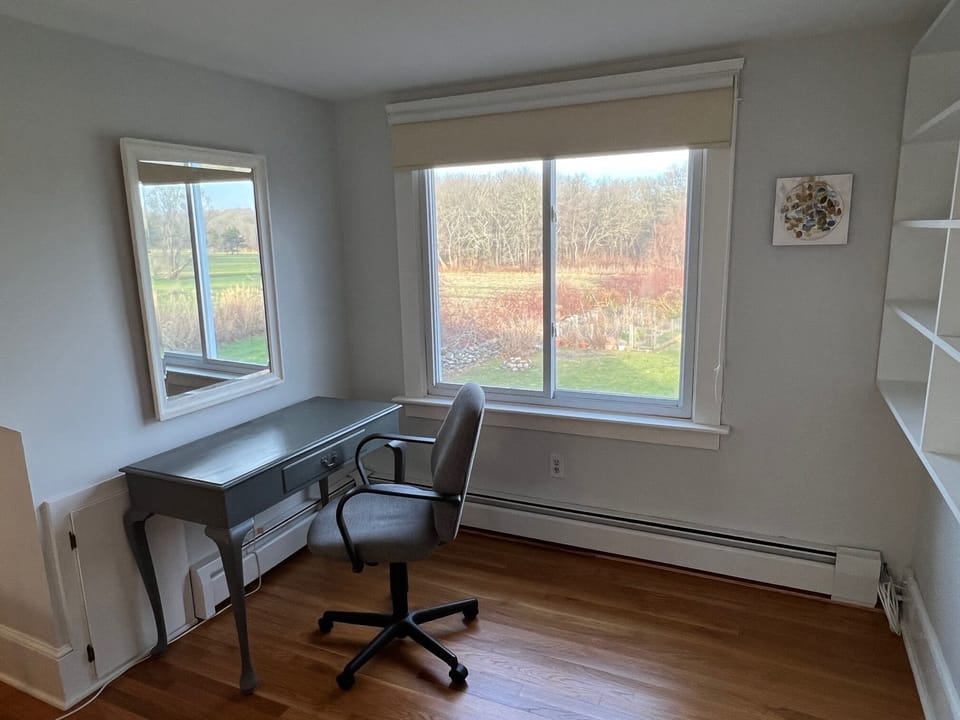 3rd bedroom with desk, closet and view