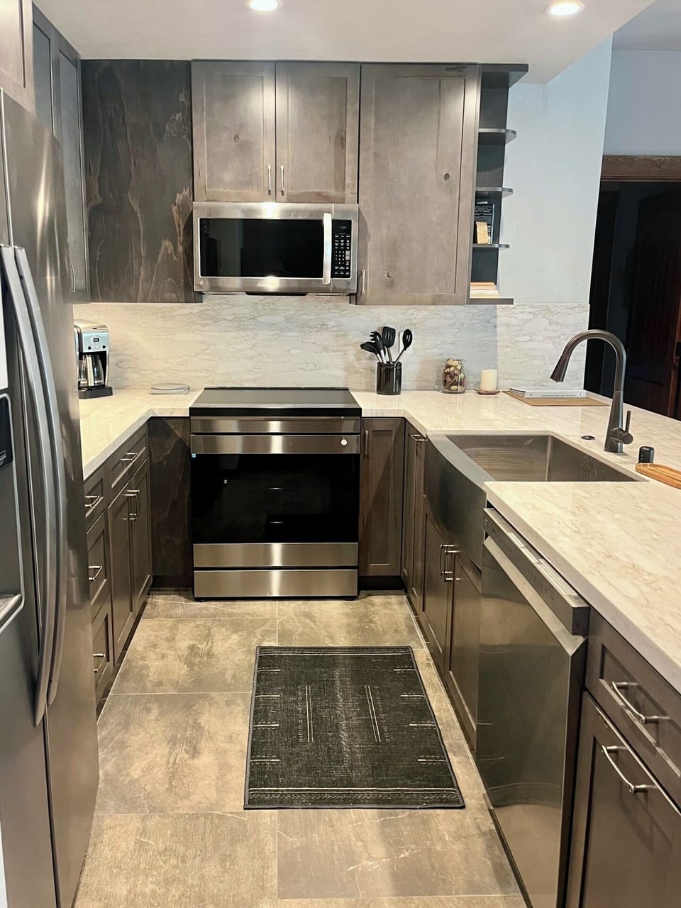 Kitchen comes fully stocked with everything needed to cook a nice meal.