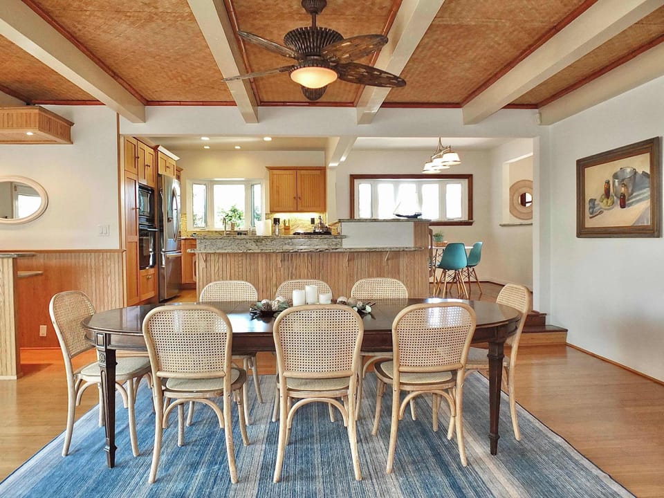 Dining table with seating for 8