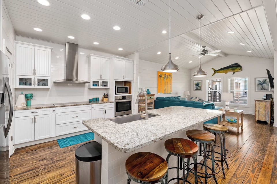 Additional counter seating at the full kitchen