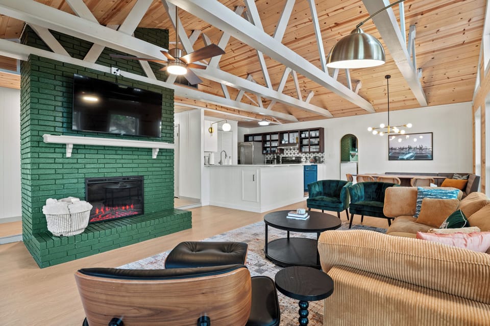 Ample comfortable seating for everyone, ideal for cozy nights.
