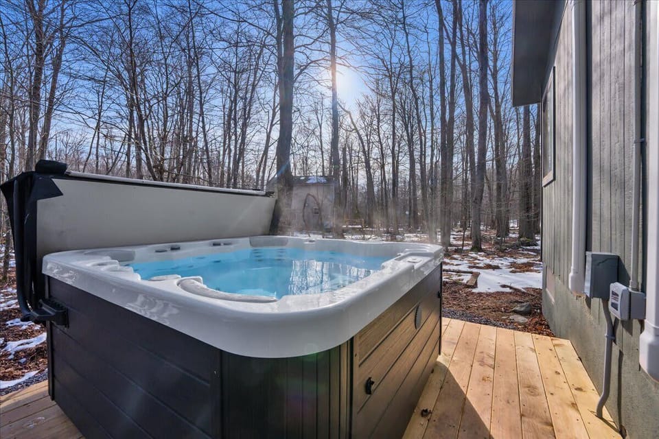 Private Outdoor Hot Tub Surrounded by Trees