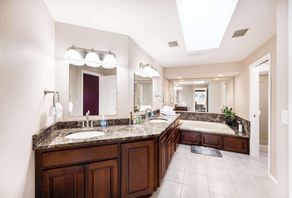 Here is the master bathroom with a tub