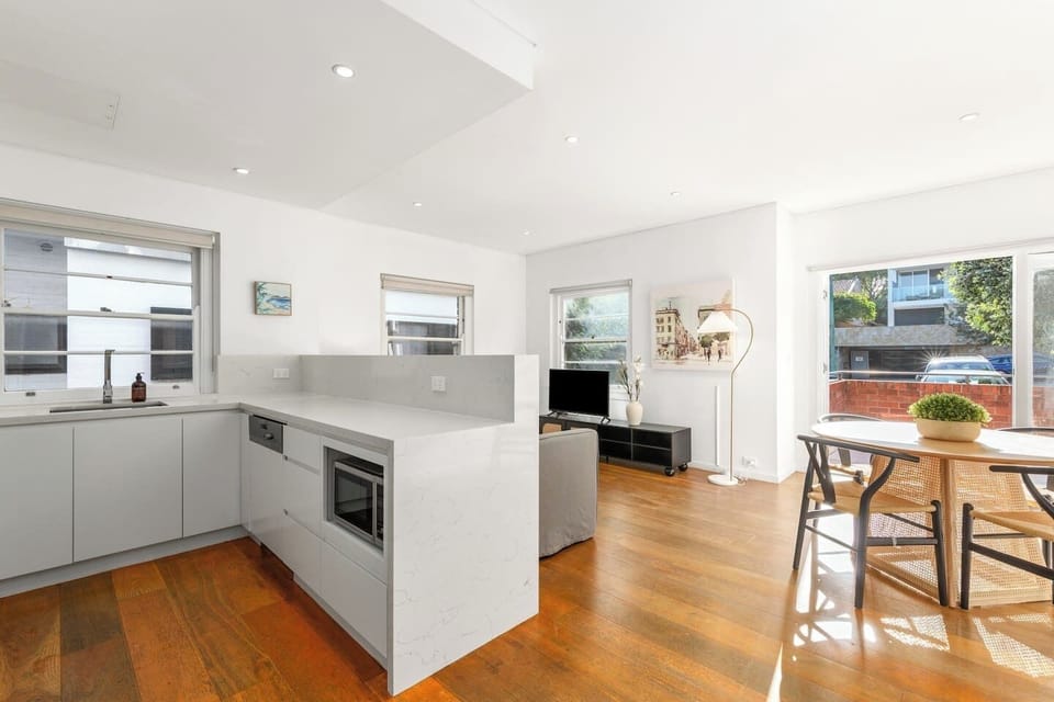 The spacious kitchen includes everything you need to cook at home, plus a dishwasher for easy clean-up.
