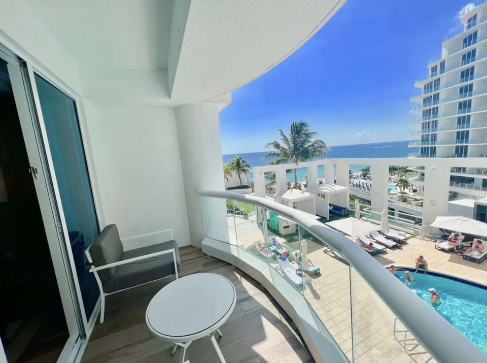 Balcony with pool view