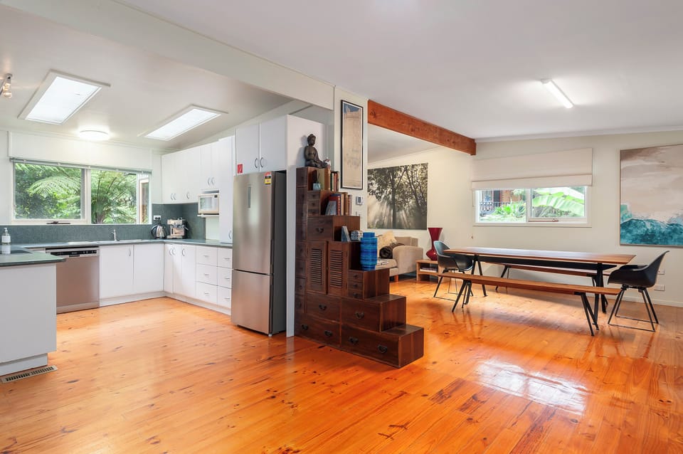 Kitchen into dining and living area