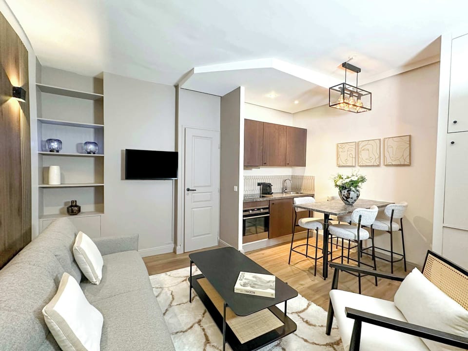A warm and airy living room with sofa bed

