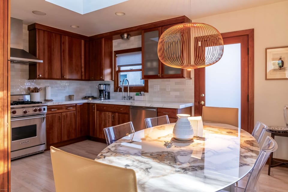Well-equipped kitchen for preparing and enjoying a home-cooked meal + dining for 6