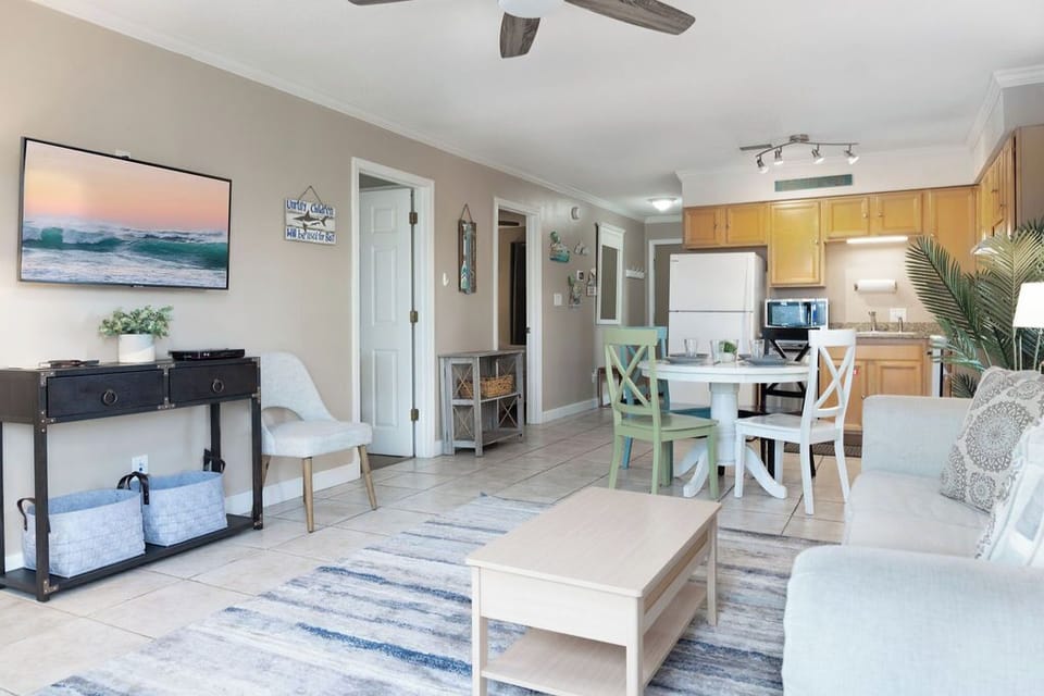 Living space with flat screen TV