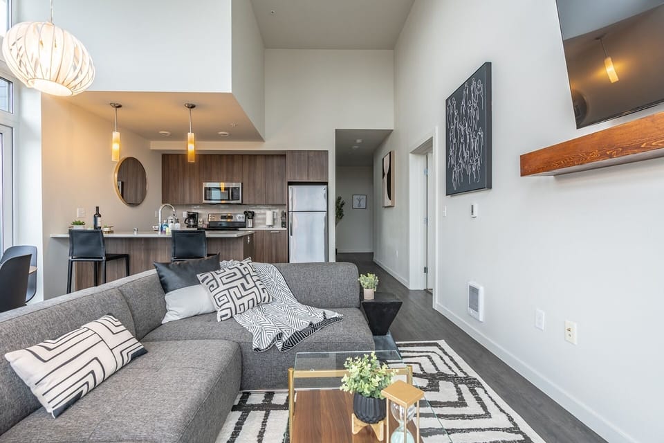 Living room and kitchen