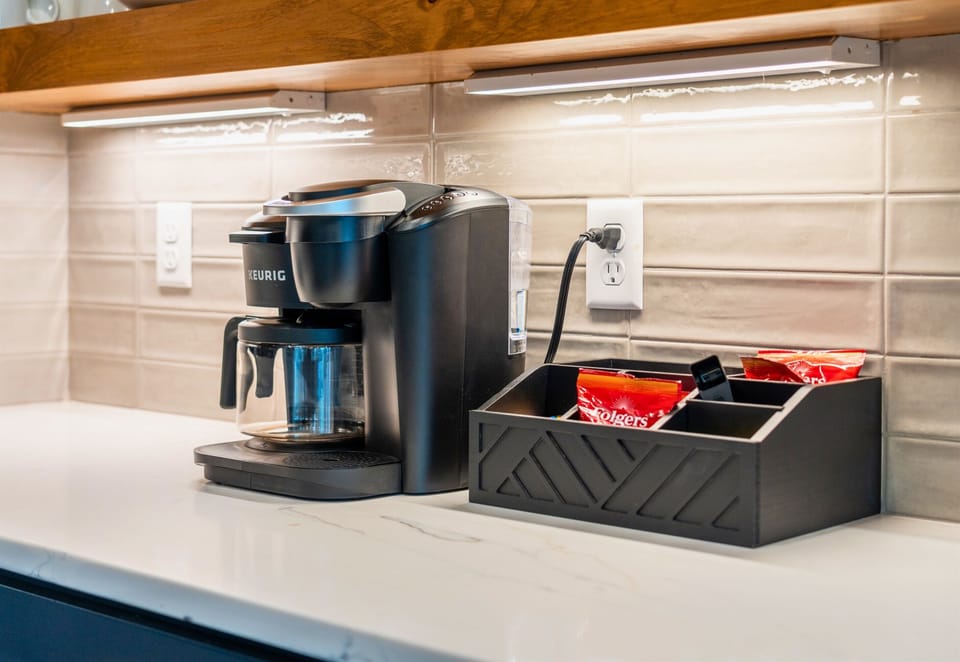 Coffee lovers rejoice! This cozy coffee bar has all the essentials to kickstart your mornings or fuel a late-afternoon pick-me-up.