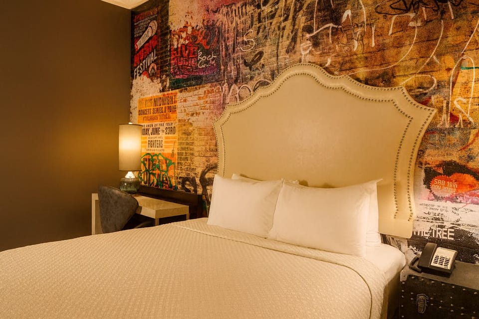 Relax in warm ambient light for a cozy, boutique feel.