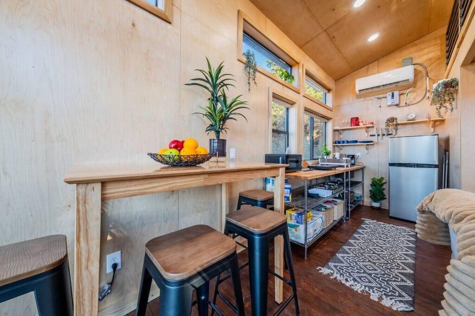 Dine in on our bar table with 4 bar stools.