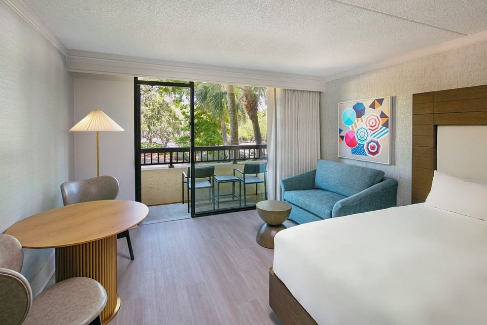 Sip coffee by the window, then step onto the balcony.
