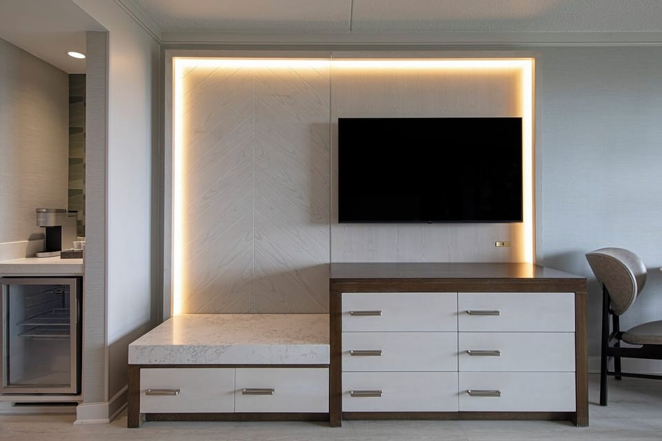 Kick back with a big TV and plenty of convenient storage.