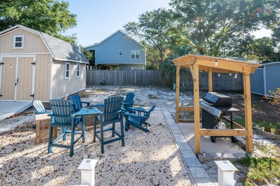 Back Yard with Firepit and Grill