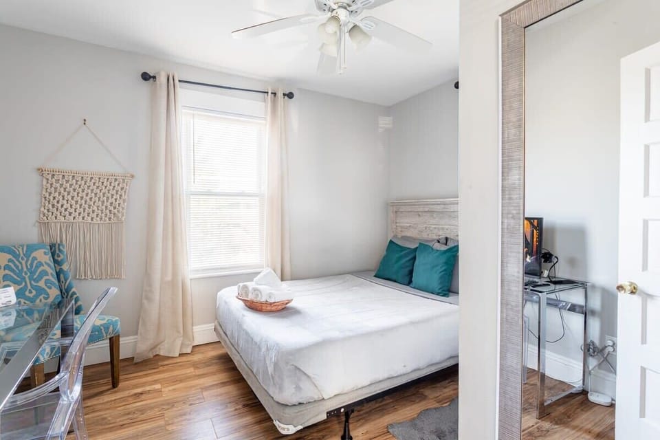 Spacious bedroom with ample storage.