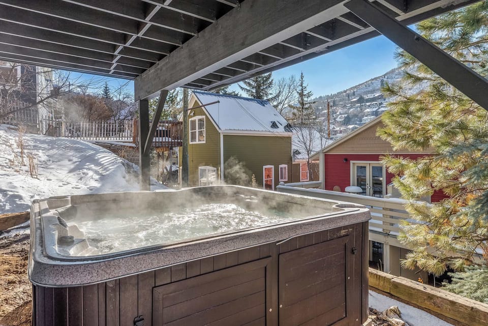 Relax in the private hot tub