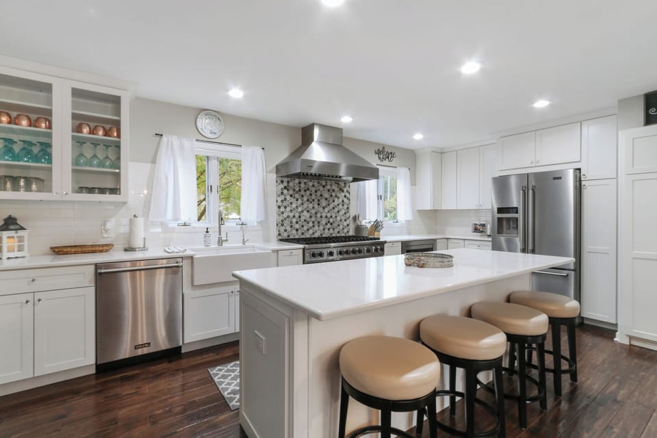 Enjoy gathering in the kitchen while sharing a meal.