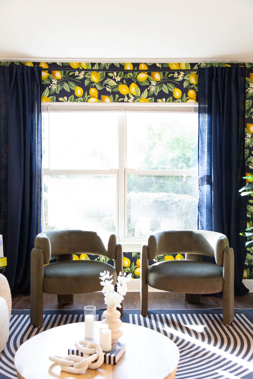 Bright and cheerful, this lively living room is the perfect spot to unwind.